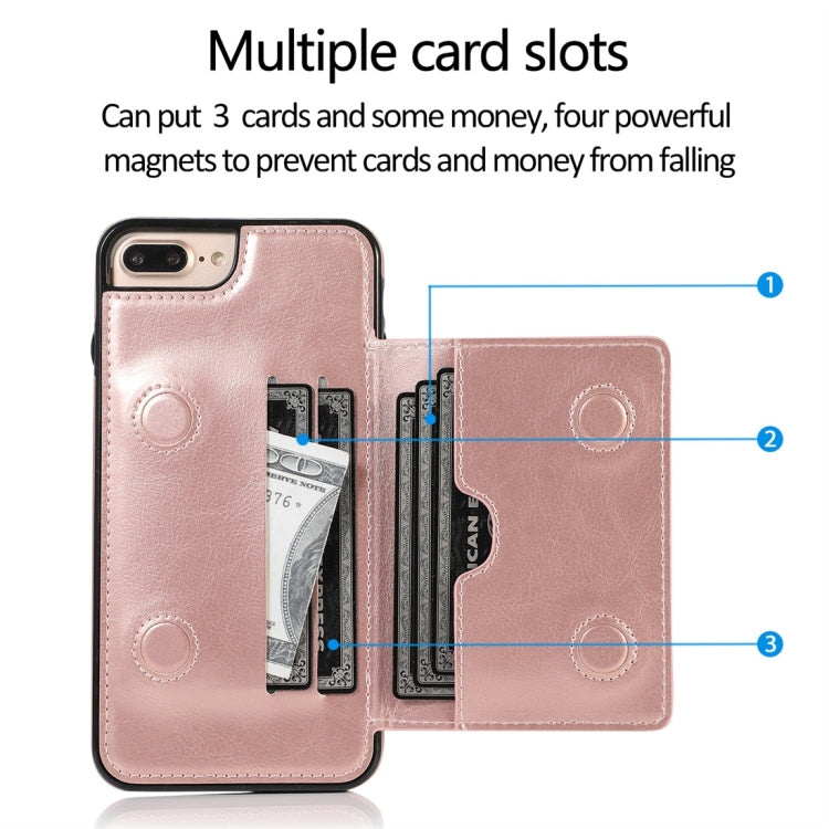 For iPhone 7 Plus / 8 Plus Shockproof PU + TPU Protective Case with Card Slots & Holder