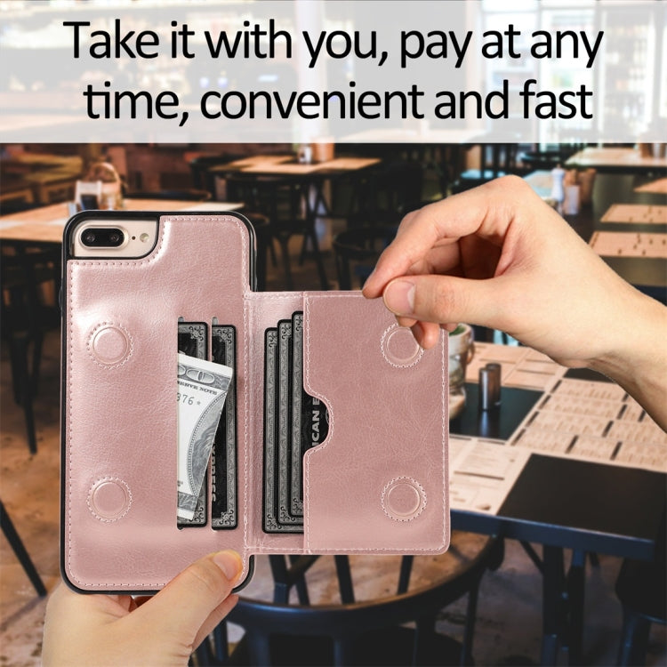 For iPhone 7 Plus / 8 Plus Shockproof PU + TPU Protective Case with Card Slots & Holder