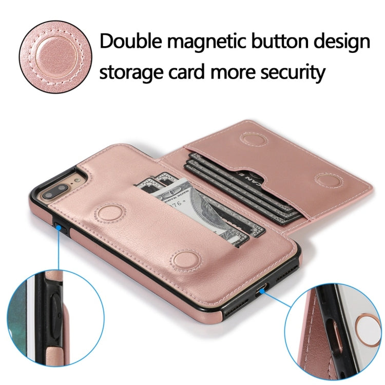 For iPhone 7 Plus / 8 Plus Shockproof PU + TPU Protective Case with Card Slots & Holder