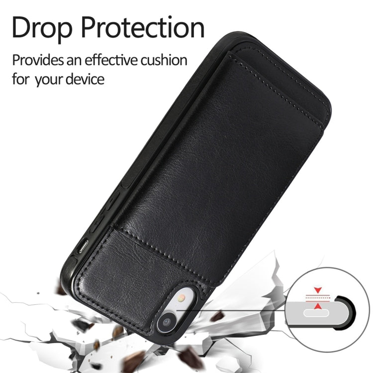 For iPhone XR Shockproof PU + TPU Protective Case with Card Slots & Holder