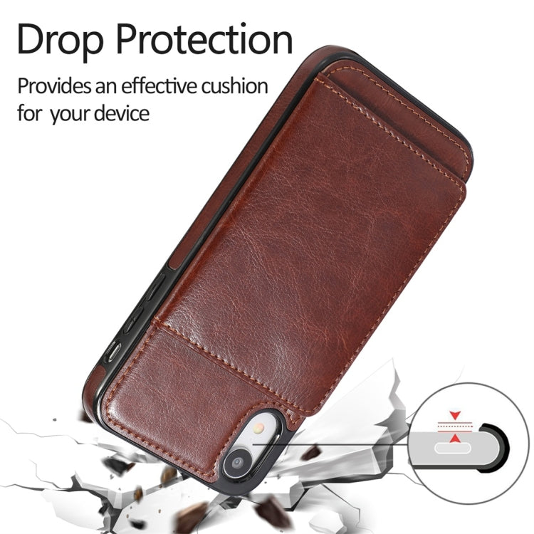 For iPhone XR Shockproof PU + TPU Protective Case with Card Slots & Holder
