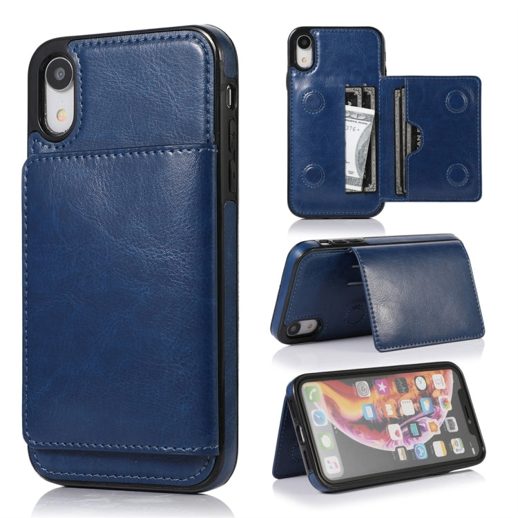 For iPhone XR Shockproof PU + TPU Protective Case with Card Slots & Holder