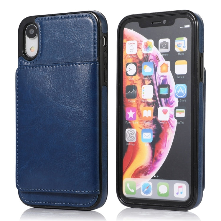 For iPhone XR Shockproof PU + TPU Protective Case with Card Slots & Holder