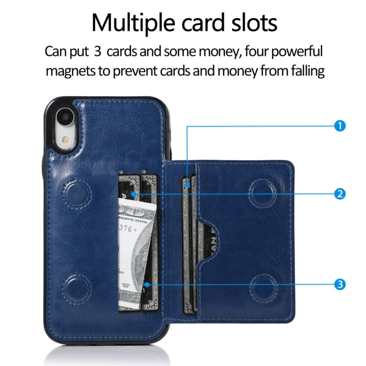 For iPhone XR Shockproof PU + TPU Protective Case with Card Slots & Holder