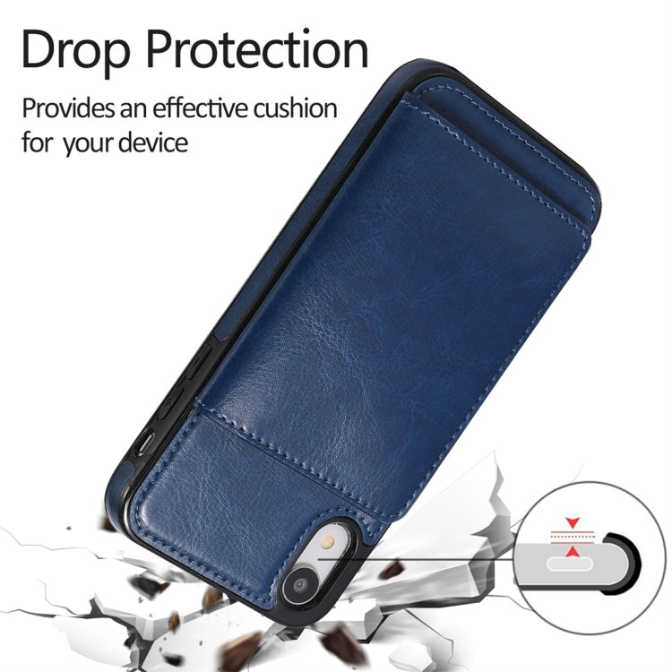 For iPhone XR Shockproof PU + TPU Protective Case with Card Slots & Holder
