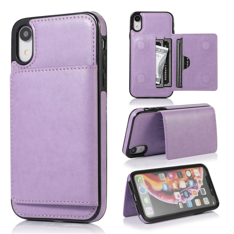 For iPhone XR Shockproof PU + TPU Protective Case with Card Slots & Holder