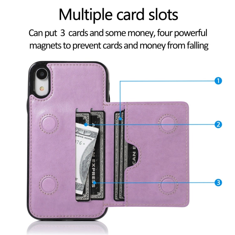 For iPhone XR Shockproof PU + TPU Protective Case with Card Slots & Holder
