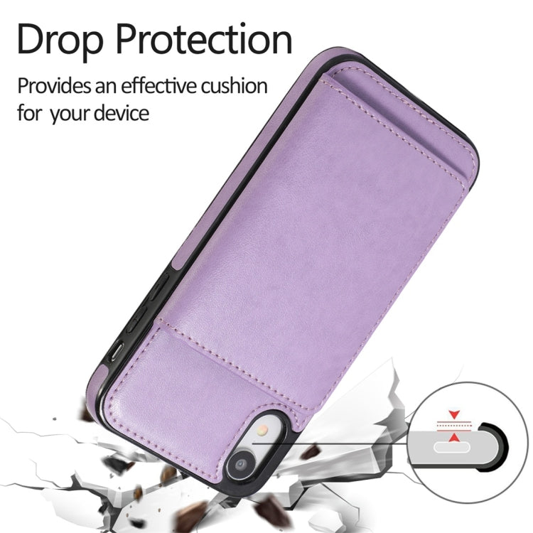 For iPhone XR Shockproof PU + TPU Protective Case with Card Slots & Holder