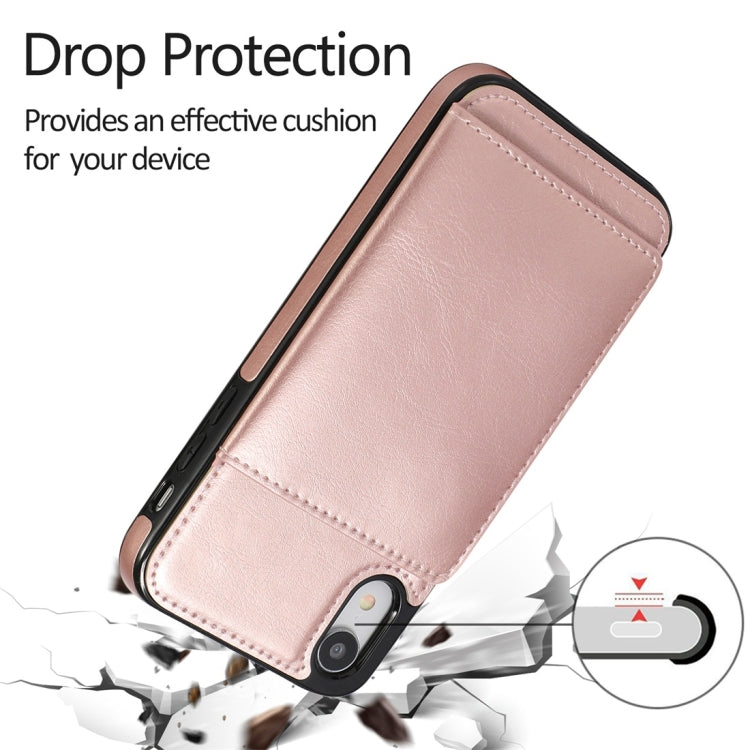 For iPhone XR Shockproof PU + TPU Protective Case with Card Slots & Holder
