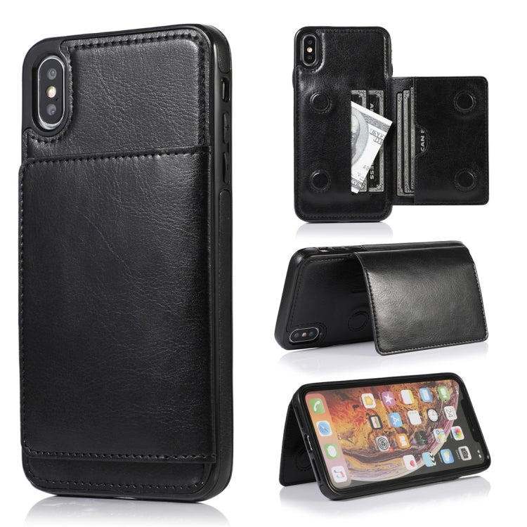For iPhone XS Max Shockproof PU + TPU Protective Case with Card Slots & Holder
