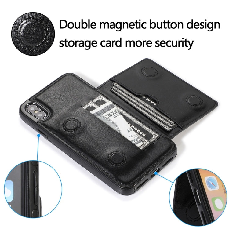 For iPhone XS Max Shockproof PU + TPU Protective Case with Card Slots & Holder