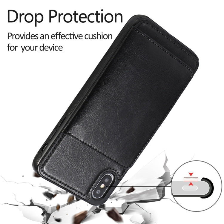 For iPhone XS Max Shockproof PU + TPU Protective Case with Card Slots & Holder