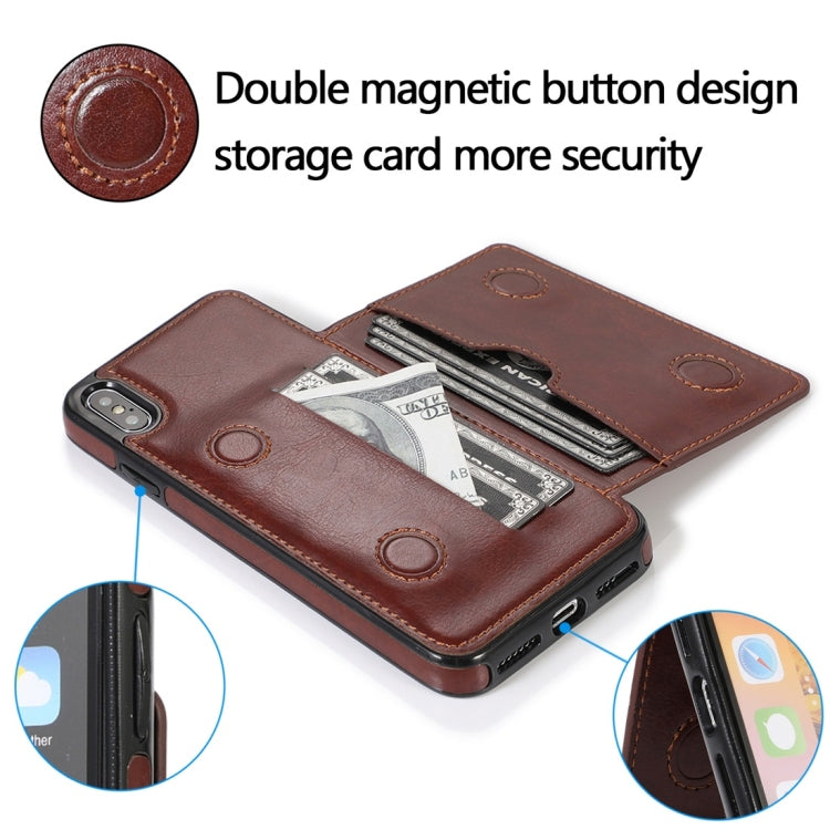 For iPhone XS Max Shockproof PU + TPU Protective Case with Card Slots & Holder