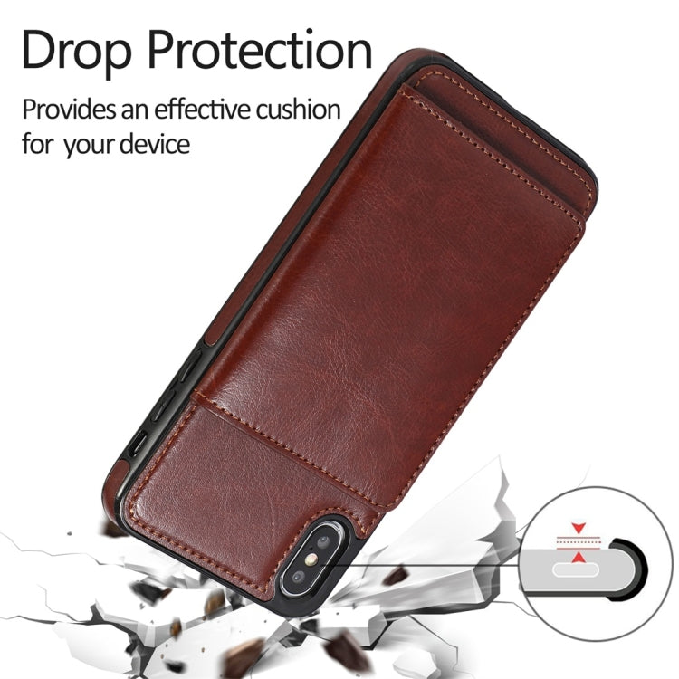 For iPhone XS Max Shockproof PU + TPU Protective Case with Card Slots & Holder