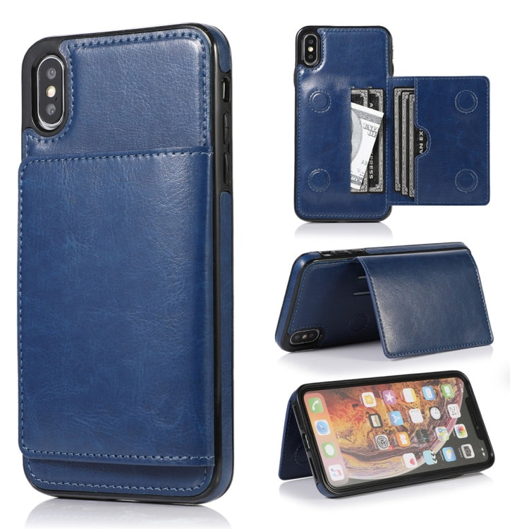 For iPhone XS Max Shockproof PU + TPU Protective Case with Card Slots & Holder