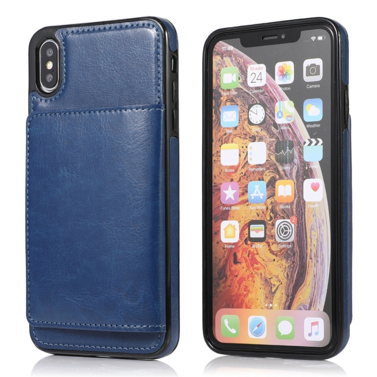 For iPhone XS Max Shockproof PU + TPU Protective Case with Card Slots & Holder