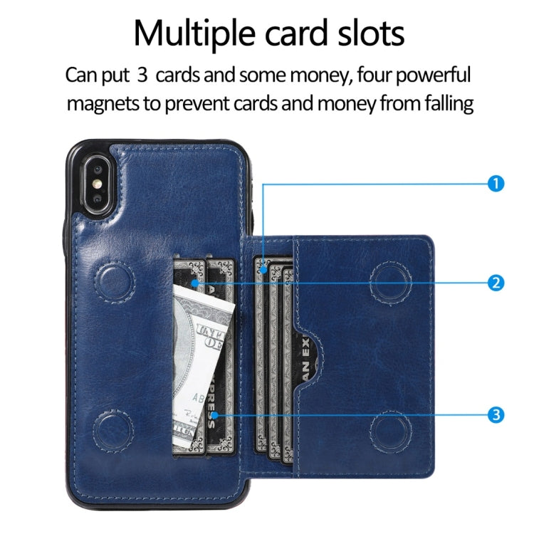 For iPhone XS Max Shockproof PU + TPU Protective Case with Card Slots & Holder
