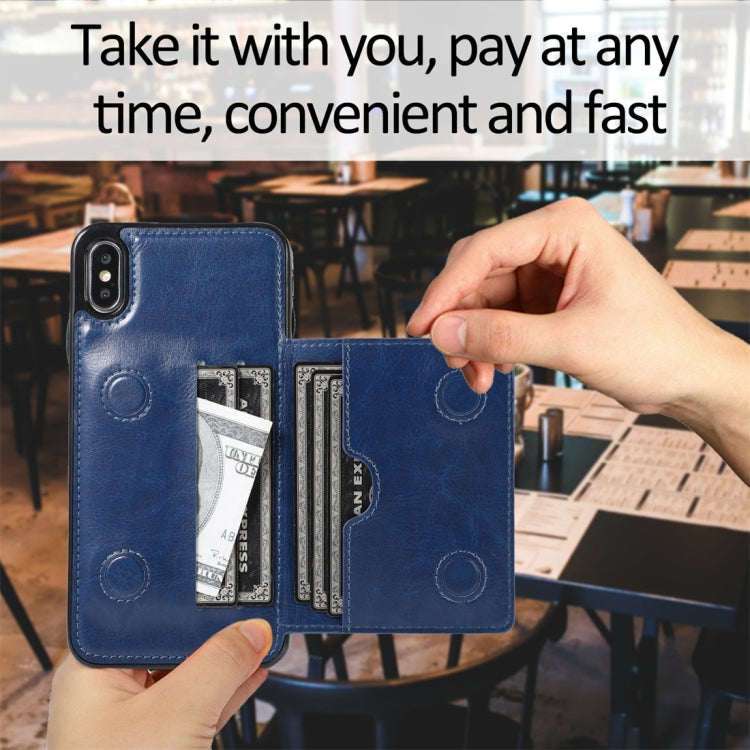 For iPhone XS Max Shockproof PU + TPU Protective Case with Card Slots & Holder