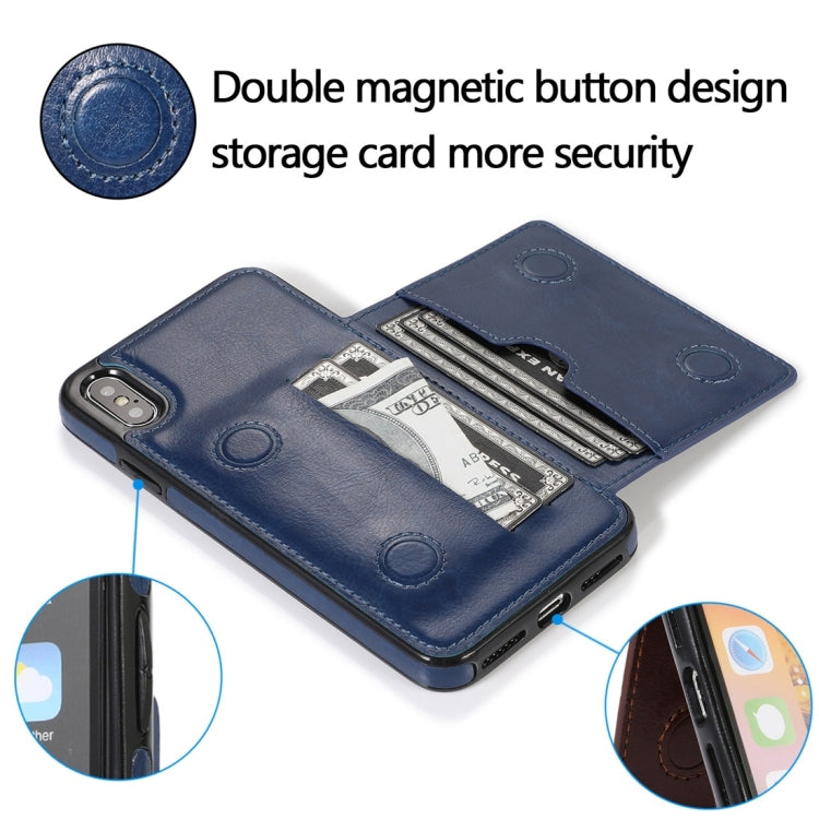 For iPhone XS Max Shockproof PU + TPU Protective Case with Card Slots & Holder