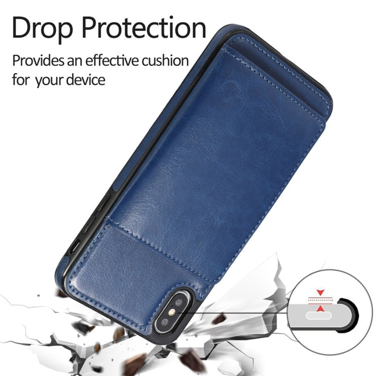 For iPhone XS Max Shockproof PU + TPU Protective Case with Card Slots & Holder