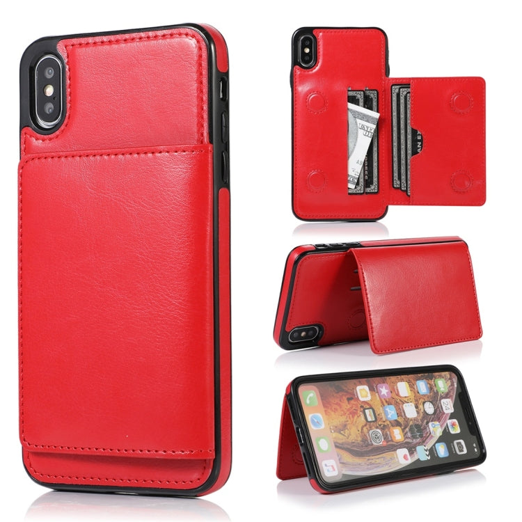 For iPhone XS Max Shockproof PU + TPU Protective Case with Card Slots & Holder
