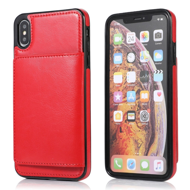 For iPhone XS Max Shockproof PU + TPU Protective Case with Card Slots & Holder