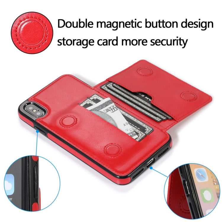For iPhone XS Max Shockproof PU + TPU Protective Case with Card Slots & Holder