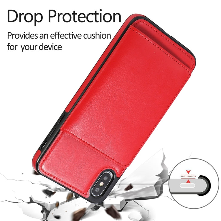 For iPhone XS Max Shockproof PU + TPU Protective Case with Card Slots & Holder
