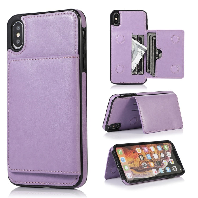 For iPhone XS Max Shockproof PU + TPU Protective Case with Card Slots & Holder