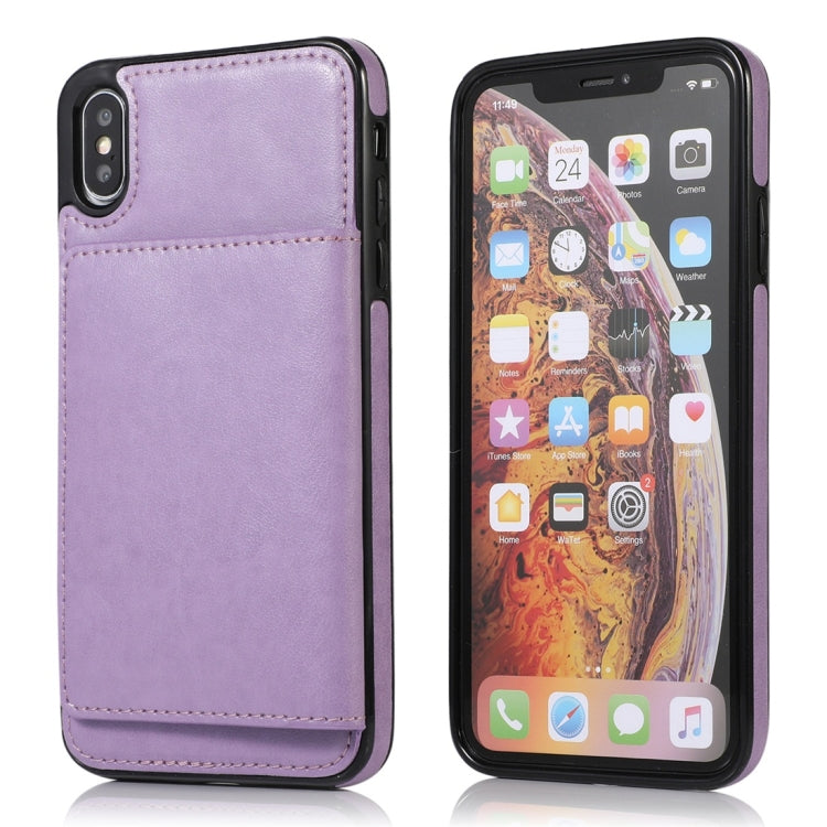 For iPhone XS Max Shockproof PU + TPU Protective Case with Card Slots & Holder