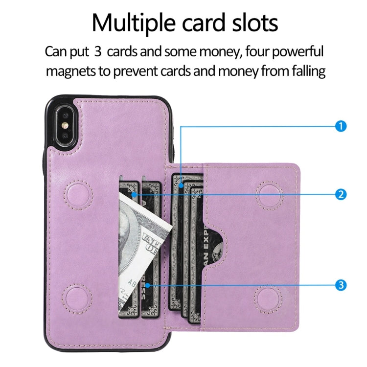 For iPhone XS Max Shockproof PU + TPU Protective Case with Card Slots & Holder