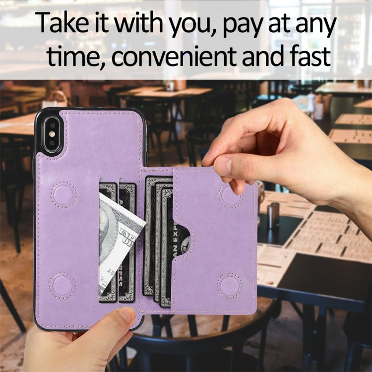 For iPhone XS Max Shockproof PU + TPU Protective Case with Card Slots & Holder