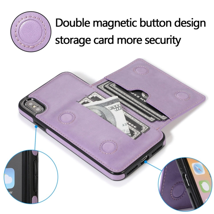 For iPhone XS Max Shockproof PU + TPU Protective Case with Card Slots & Holder