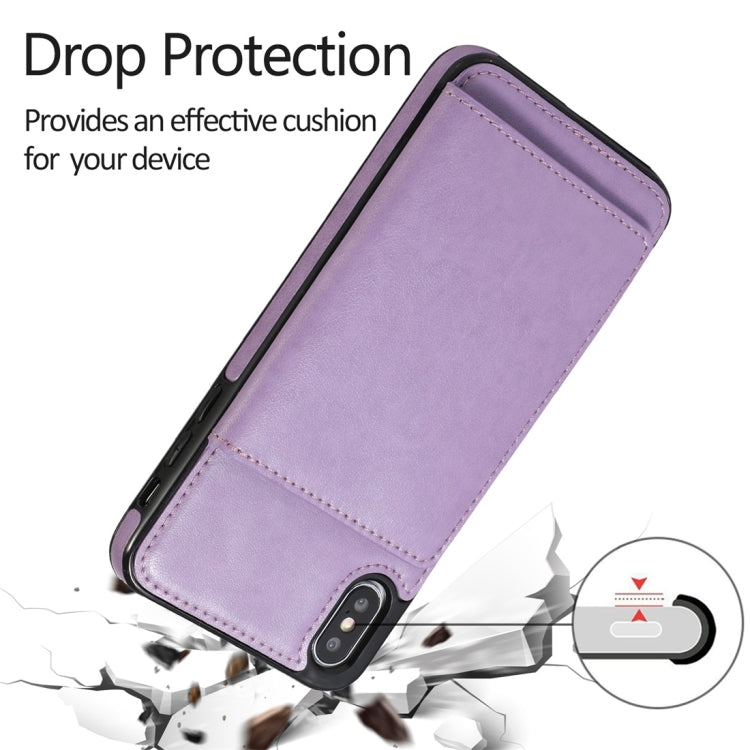 For iPhone XS Max Shockproof PU + TPU Protective Case with Card Slots & Holder