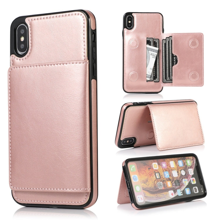 For iPhone XS Max Shockproof PU + TPU Protective Case with Card Slots & Holder
