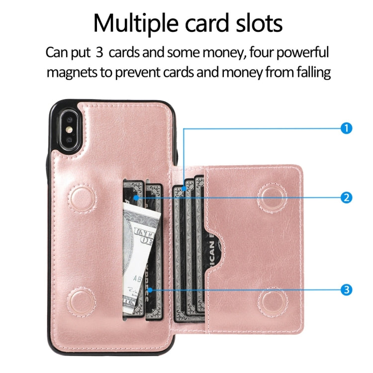 For iPhone XS Max Shockproof PU + TPU Protective Case with Card Slots & Holder