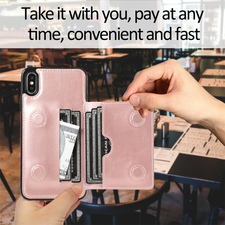 For iPhone XS Max Shockproof PU + TPU Protective Case with Card Slots & Holder