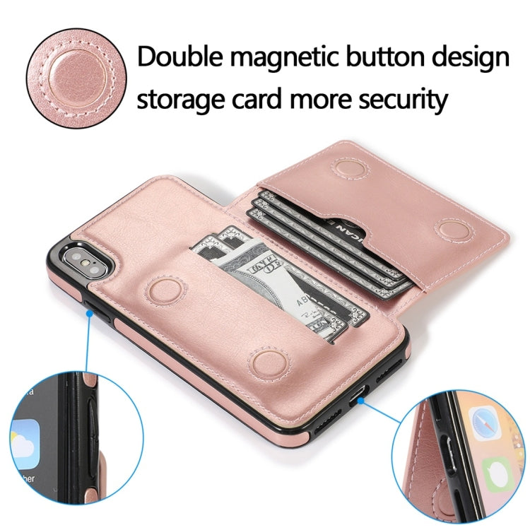 For iPhone XS Max Shockproof PU + TPU Protective Case with Card Slots & Holder