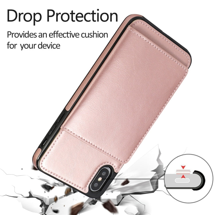 For iPhone XS Max Shockproof PU + TPU Protective Case with Card Slots & Holder