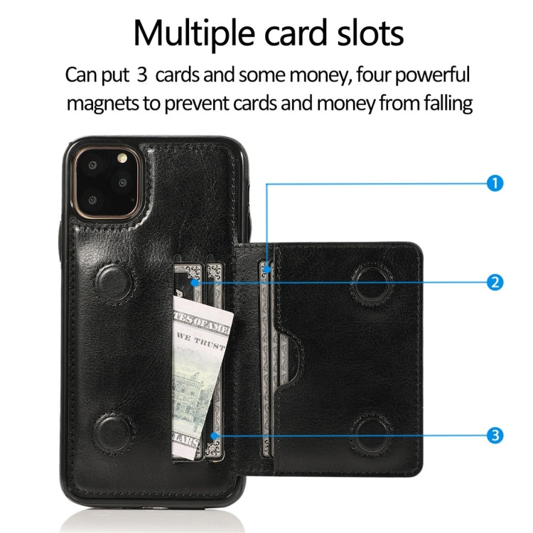 For iPhone 11 Pro Shockproof PU + TPU Protective Case with Card Slots & Holder