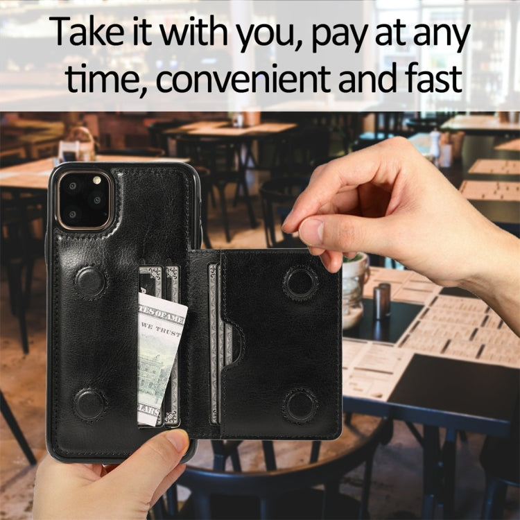 For iPhone 11 Pro Shockproof PU + TPU Protective Case with Card Slots & Holder