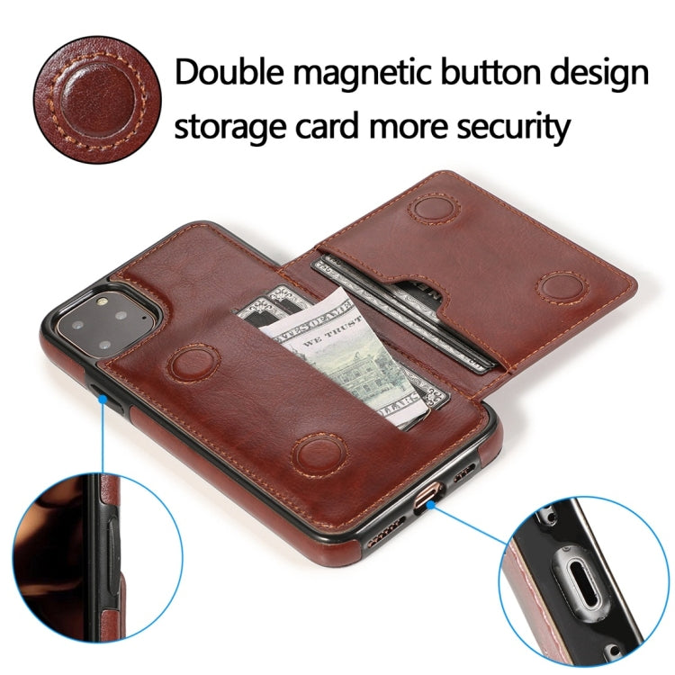 For iPhone 11 Pro Shockproof PU + TPU Protective Case with Card Slots & Holder