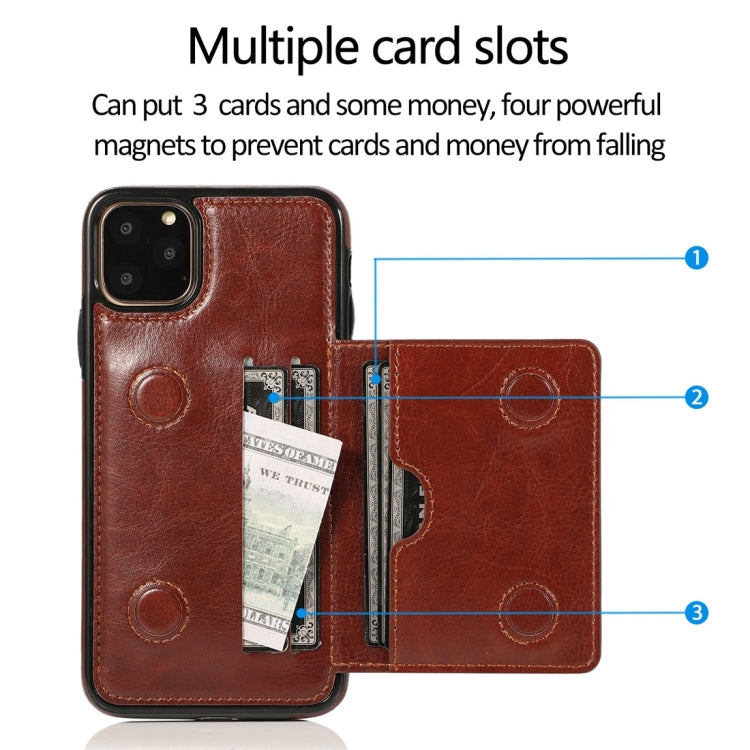 For iPhone 11 Pro Shockproof PU + TPU Protective Case with Card Slots & Holder