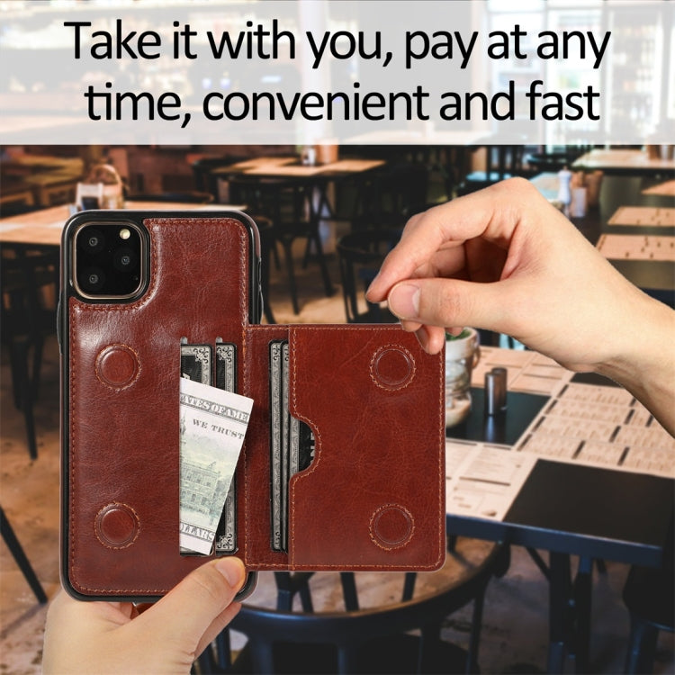 For iPhone 11 Pro Shockproof PU + TPU Protective Case with Card Slots & Holder