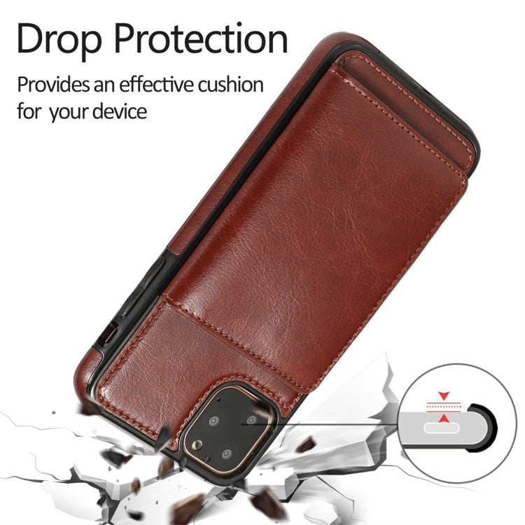 For iPhone 11 Pro Shockproof PU + TPU Protective Case with Card Slots & Holder