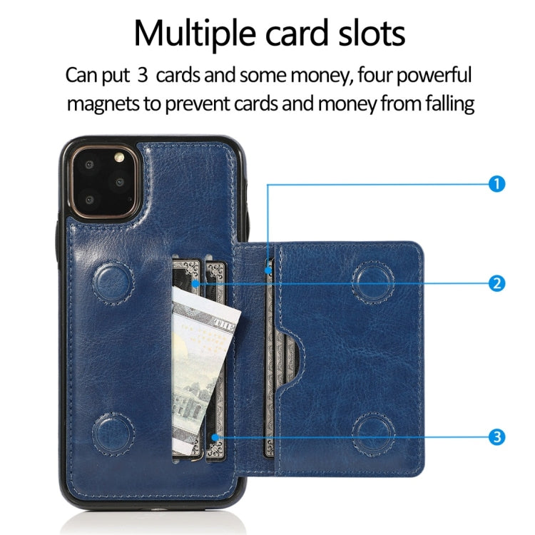 For iPhone 11 Pro Shockproof PU + TPU Protective Case with Card Slots & Holder
