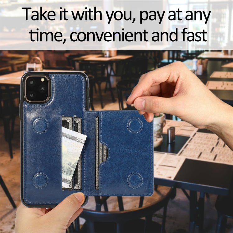 For iPhone 11 Pro Shockproof PU + TPU Protective Case with Card Slots & Holder