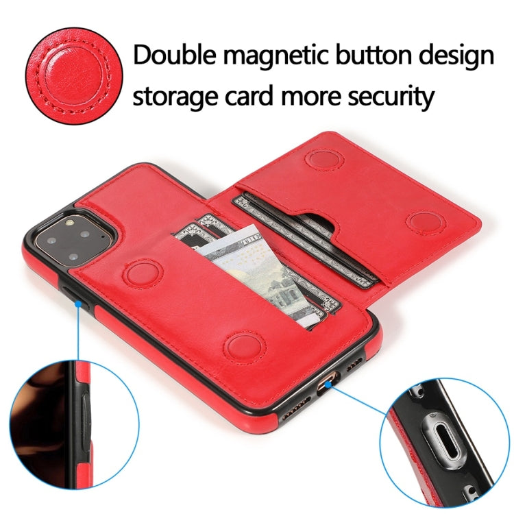 For iPhone 11 Pro Shockproof PU + TPU Protective Case with Card Slots & Holder