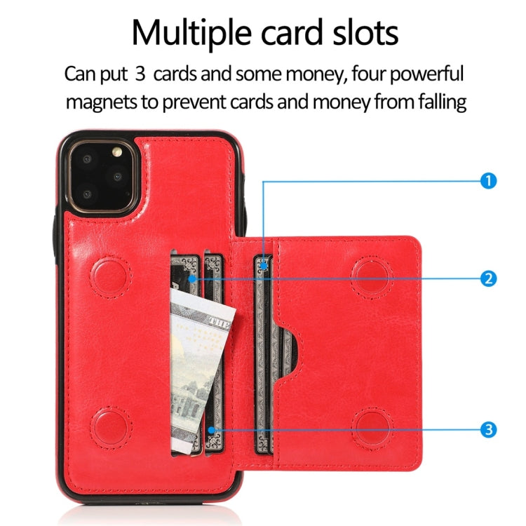 For iPhone 11 Pro Shockproof PU + TPU Protective Case with Card Slots & Holder