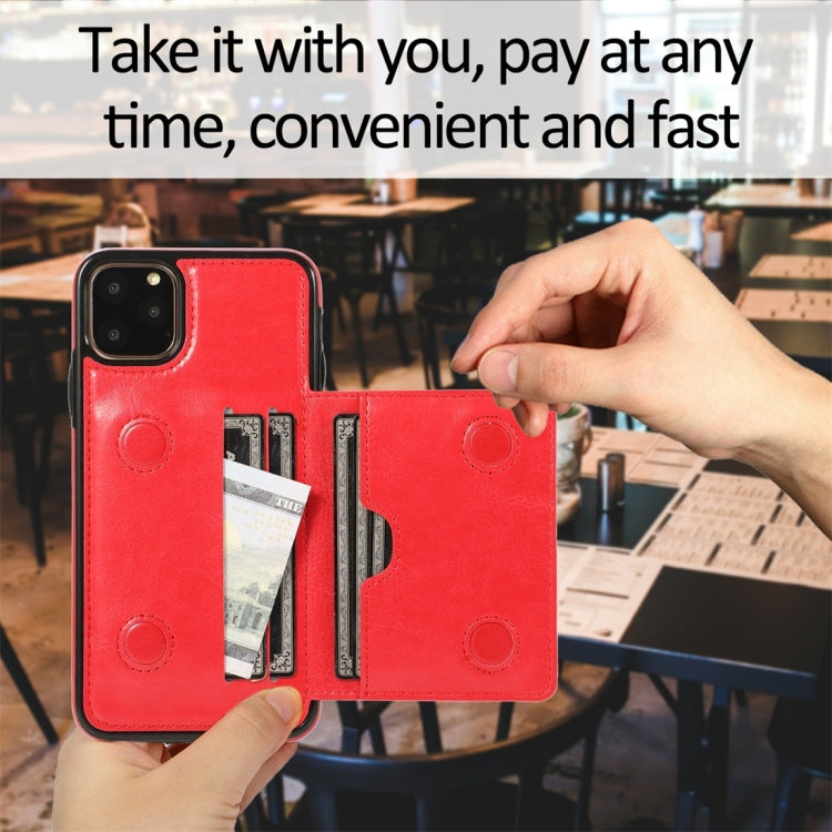 For iPhone 11 Pro Shockproof PU + TPU Protective Case with Card Slots & Holder